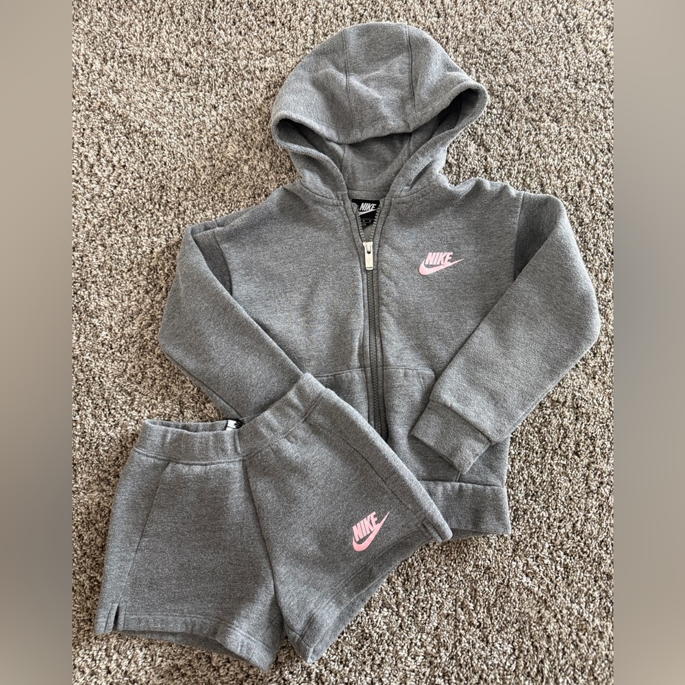 Nike Gray Hoodie and Shorts Set